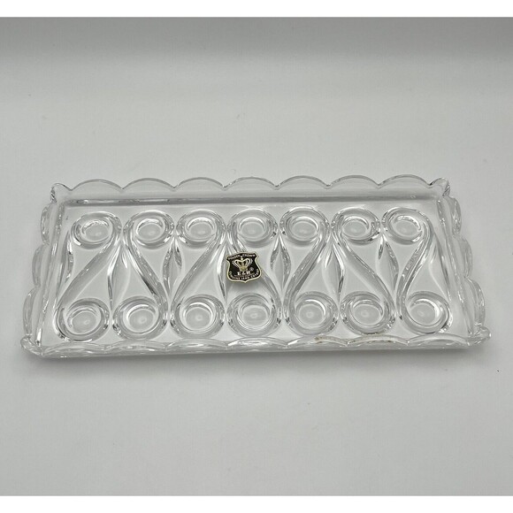 Vintage Golden Crown Lead Crystal 3-Piece Creamer, Sugar Bowl & Tray Set Germany - Picture 10 of 12